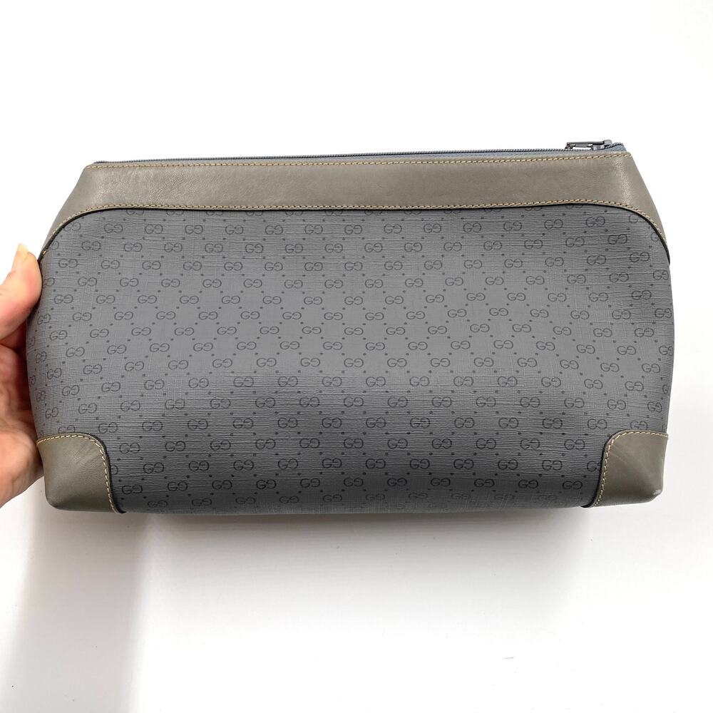 Gucci Microguccissima Clutch Vintage Monogram Blue Gray GG Web Canvas Toiletry - Picture 6 of 8